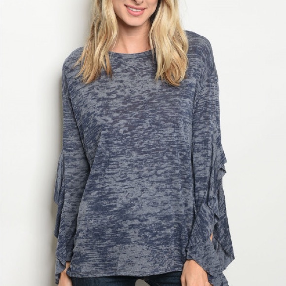 CLEARANCE MARLIN Navy Ruffle - top - Picture 2 of 4